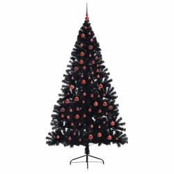 Sapin de Noël artificiel pré-éclairé Noir 210 cm PVC 544007544007