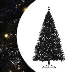 Sapin de Noël artificiel pré-éclairé Noir 210 cm PVC 544008544008