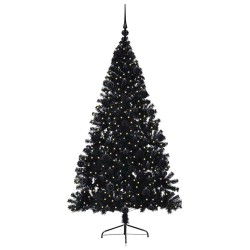 Sapin de Noël artificiel pré-éclairé Noir 210 cm PVC 544008544008