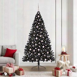 Sapin de Noël artificiel pré-éclairé Noir 210 cm PVC 544009544009