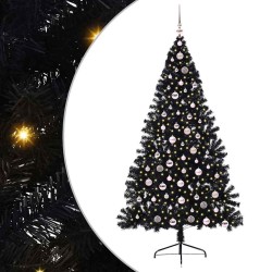 Sapin de Noël artificiel pré-éclairé Noir 210 cm PVC 544009544009