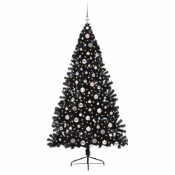 Sapin de Noël artificiel pré-éclairé Noir 210 cm PVC 544009544009