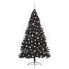 Sapin de Noël artificiel pré-éclairé Noir 210 cm PVC 544009544009