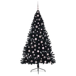 Sapin de Noël artificiel pré-éclairé Noir 210 cm PVC 544009544009