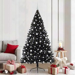 Sapin de Noël artificiel pré-éclairé Noir 210 cm PVC 544010544010