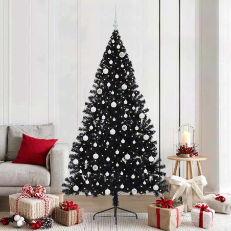 Sapin de Noël artificiel pré-éclairé Noir 210 cm PVC 544010544010