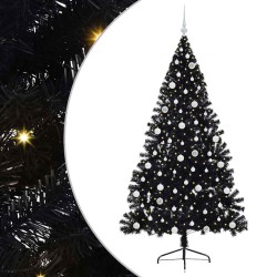 Sapin de Noël artificiel pré-éclairé Noir 210 cm PVC 544010544010
