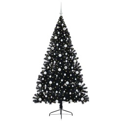 Sapin de Noël artificiel pré-éclairé Noir 210 cm PVC 544010544010