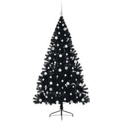 Sapin de Noël artificiel pré-éclairé Noir 210 cm PVC 544010544010