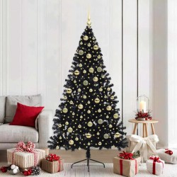 Sapin de Noël artificiel pré-éclairé Noir 210 cm PVC 544011544011