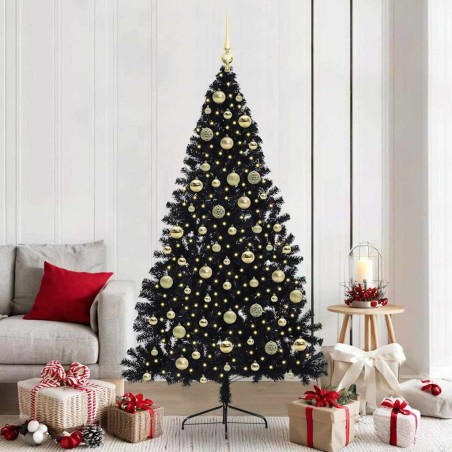 Sapin de Noël artificiel pré-éclairé Noir 210 cm PVC 544011544011