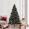 Sapin de Noël artificiel pré-éclairé Noir 210 cm PVC 544011544011