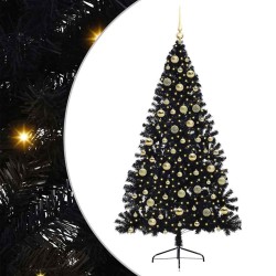 Sapin de Noël artificiel pré-éclairé Noir 210 cm PVC 544011544011