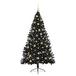 Sapin de Noël artificiel pré-éclairé Noir 210 cm PVC 544011544011