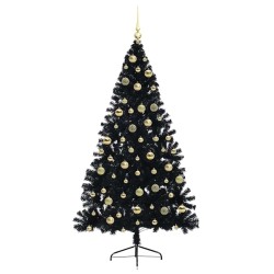 Sapin de Noël artificiel pré-éclairé Noir 210 cm PVC 544011544011