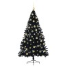 Sapin de Noël artificiel pré-éclairé Noir 210 cm PVC 544011544011