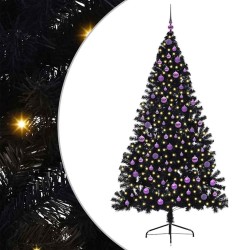Sapin de Noël artificiel pré-éclairé Noir 210 cm PVC 544012544012