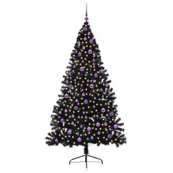 Sapin de Noël artificiel pré-éclairé Noir 210 cm PVC 544012544012
