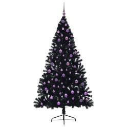 Sapin de Noël artificiel pré-éclairé Noir 210 cm PVC 544012544012
