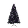 Sapin de Noël artificiel pré-éclairé Noir 210 cm PVC 544012544012