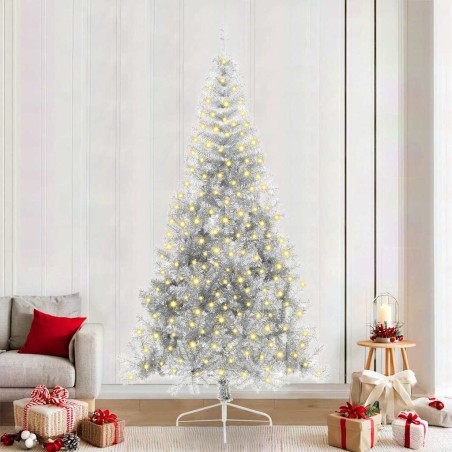 Sapin de Noël artificiel pré-éclairé Argent 240 cm PET 544013544013
