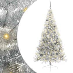 Sapin de Noël artificiel pré-éclairé Argent 240 cm PET 544014544014