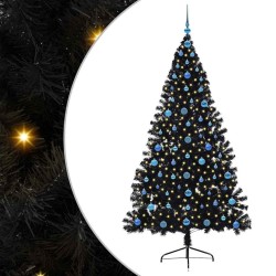 Sapin de Noël artificiel pré-éclairé Noir 210 cm PVC 544015544015