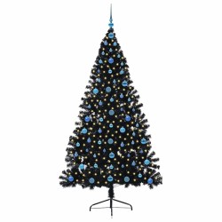 Sapin de Noël artificiel pré-éclairé Noir 210 cm PVC 544015544015