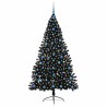 Sapin de Noël artificiel pré-éclairé Noir 210 cm PVC 544015544015
