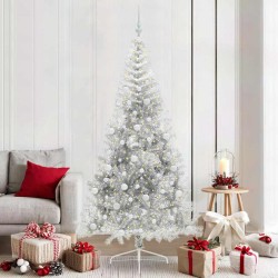 Sapin de Noël artificiel pré-éclairé Argent 210 cm PET 544016544016