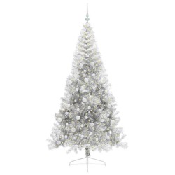 Sapin de Noël artificiel pré-éclairé Argent 210 cm PET 544016544016