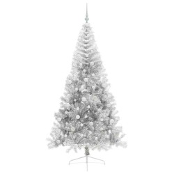 Sapin de Noël artificiel pré-éclairé Argent 210 cm PET 544016544016