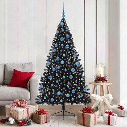 Sapin de Noël artificiel pré-éclairé Noir 180 cm PVC 544021544021