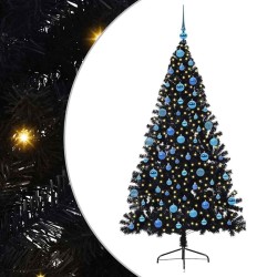 Sapin de Noël artificiel pré-éclairé Noir 180 cm PVC 544021544021