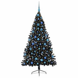 Sapin de Noël artificiel pré-éclairé Noir 180 cm PVC 544021544021