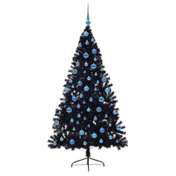 Sapin de Noël artificiel pré-éclairé Noir 180 cm PVC 544021544021