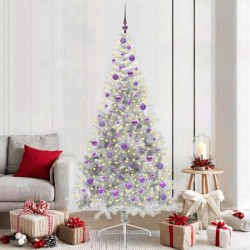 Sapin de Noël artificiel pré-éclairé Argent 210 cm PET 544024544024