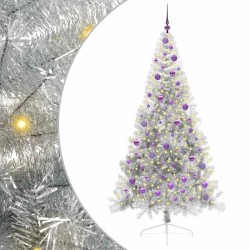 Sapin de Noël artificiel pré-éclairé Argent 210 cm PET 544024544024