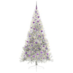 Sapin de Noël artificiel pré-éclairé Argent 210 cm PET 544024544024