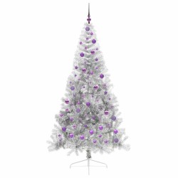 Sapin de Noël artificiel pré-éclairé Argent 210 cm PET 544024544024