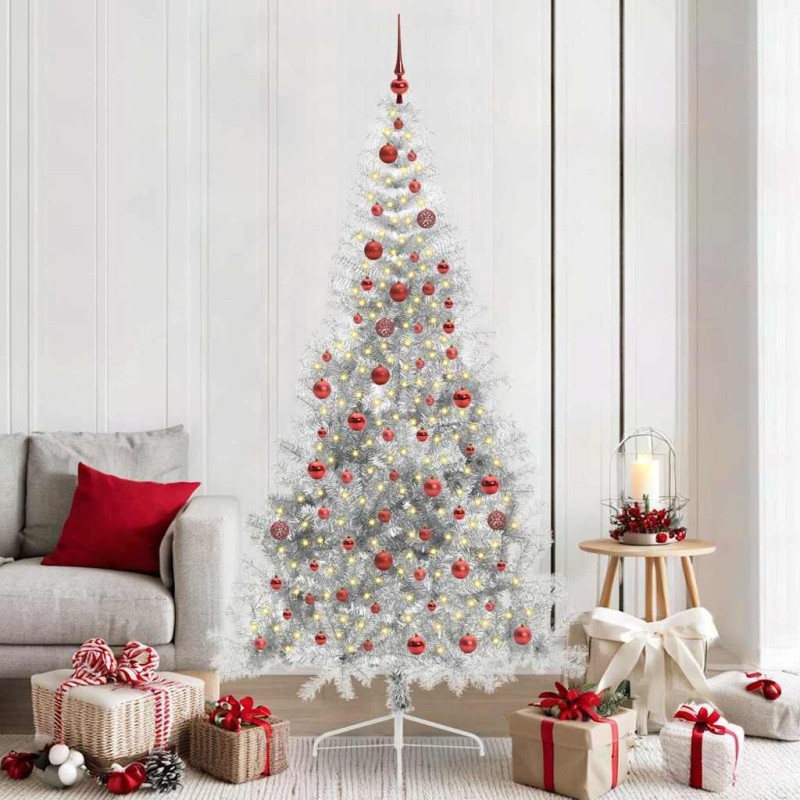 Sapin de Noël artificiel pré-éclairé Argent 210 cm PET 544025544025