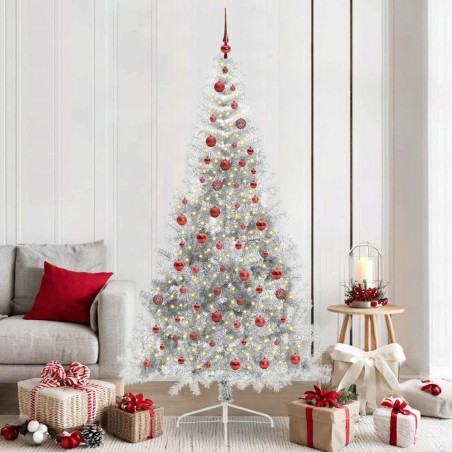 Sapin de Noël artificiel pré-éclairé Argent 210 cm PET 544025544025