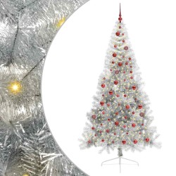 Sapin de Noël artificiel pré-éclairé Argent 210 cm PET 544025544025