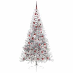 Sapin de Noël artificiel pré-éclairé Argent 210 cm PET 544025544025