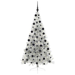Sapin de Noël artificiel pré-éclairé Argent 210 cm PET 544026544026