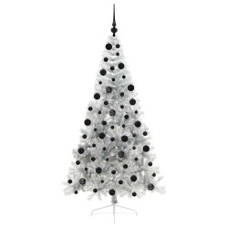 Sapin de Noël artificiel pré-éclairé Argent 210 cm PET 544026544026