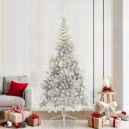 Sapin de Noël artificiel pré-éclairé Argent 210 cm PET 544027544027