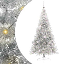 Sapin de Noël artificiel pré-éclairé Argent 210 cm PET 544028544028