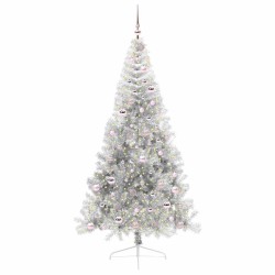 Sapin de Noël artificiel pré-éclairé Argent 210 cm PET 544028544028