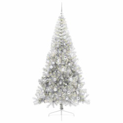 Sapin de Noël artificiel pré-éclairé Argent 210 cm PET 544029544029